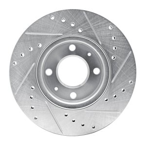 Dodge Attitude Brake Rotor (1) - Front Left - R1 Concepts - Drilled & Slotted - Silver - `06-`12